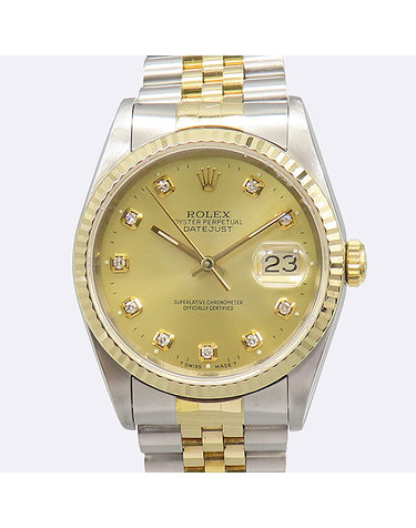 [중고]고이비토 로렉스 16233 DATEJUST(데이저스트) 10포인트 에프터 다이아 36mm 18K 콤비 오토메틱 남성용 시계 K1666RX