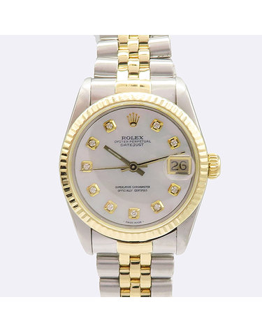[중고]고이비토 로렉스 68273 18K 중형 콤비 DATE JUST(데이저스트) 31MM 에프터 10포인트 다이아 자개판 남여공용 시계 K1670RX
