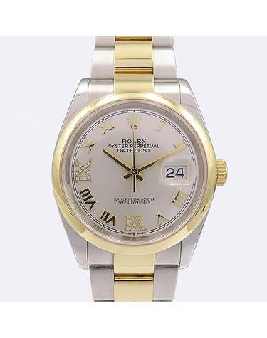 [중고]고이비토 로렉스 126203 DATEJUST 데이트저스트 36 오이스터 18K 콤비 돔 베젤 브레이슬릿 실버 다이얼 로마 인덱스 다이아[6시/9시] 남성용시계 K1517RX