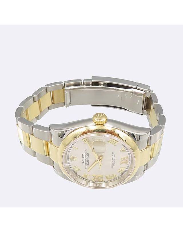 롤렉스 [중고명품] [중고]고이비토 로렉스 126203 DATEJUST 데이트저스트 36 오이스터 18K 콤비 돔 베젤 브레이슬릿 실버 다이얼 로마 인덱스 다이아[6시/9시] 남성용시계 K1517RX 착용컷