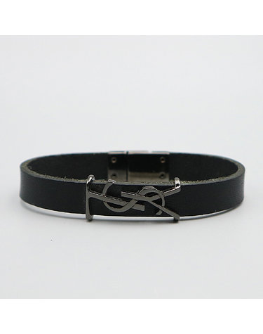 [중고]고이비토 생로랑 559355 블랙 레더 오피움 모노그램 은장 팔찌 K5270YSL