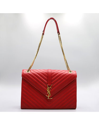 [중고]고이비토 생로랑 YSL(입생로랑) 354118 금장 로고 레드 레더 체인 숄더백 K5273YSL