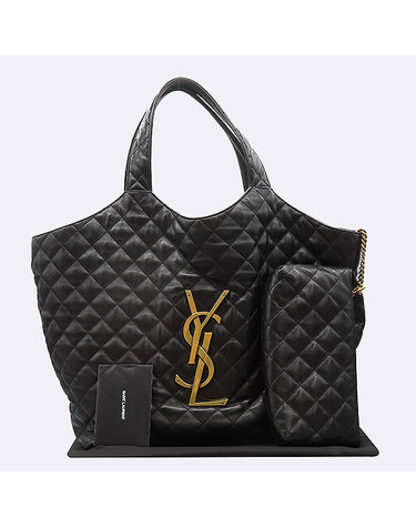 생 로랑 [중고]고이비토 생로랑 698651 블랙 퀼팅 램스킨 아이코닉 YSL 아이케어 맥시 쇼퍼 숄더백 + 보조파우치 K5338YSL