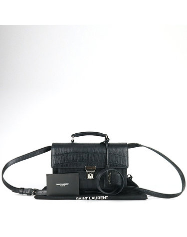 [중고]고이비토 생로랑 YSL(입생로랑) 392264 블랙 레더 은장 버클 하이스쿨 토트백 + 숄더스트랩 K1772YSL