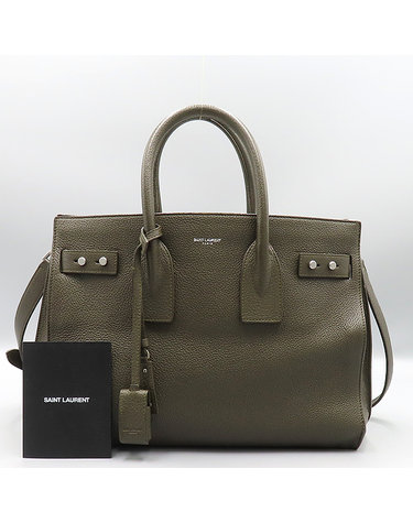 [중고]고이비토 생로랑 YSL(입생로랑) 464960 카키 레더 SAC DE JOUR 삭 드쥬르 서플 스몰 토트백 + 숄더스트랩 2WAY K4136YSL