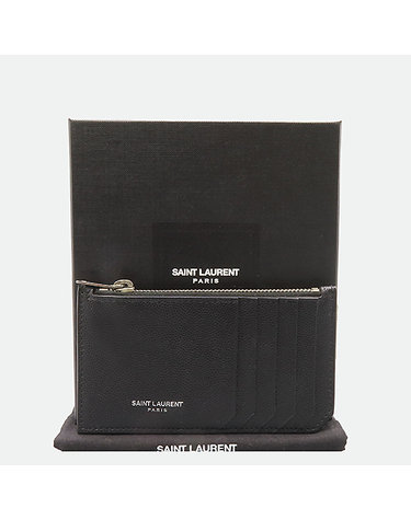 [중고]고이비토 생로랑 458589 은장 로고 블랙 레더 지퍼 카드지갑 K4336YSL