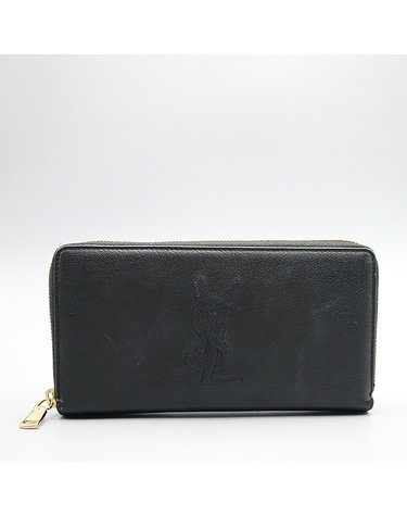 [중고]고이비토 생로랑 YSL(입생로랑) 352904 블랙레더 로고 스티치 집업 장지갑 K4094YSL