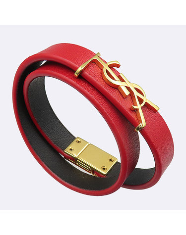 [중고]고이비토 생로랑 (미사용)  646558 레드 레더 오피움 모노그램 금장 팔찌 K4791YSL