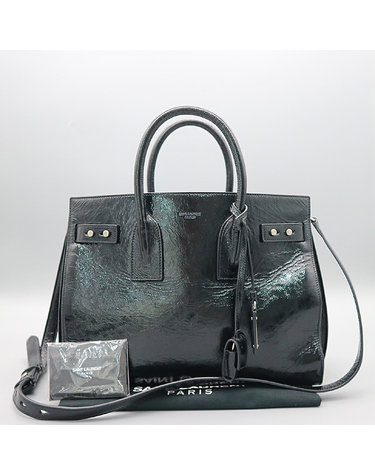[중고]고이비토 생로랑 466546 블랙 컬러 에나멜 Sac De Jour(삭드쥬르) 스몰 토트백 + 스트랩 2WAY K4812YSL