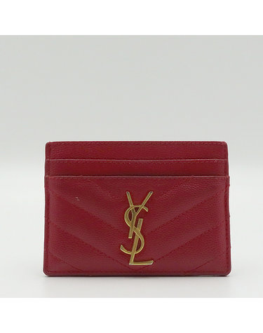 [중고]고이비토 생로랑 YSL(입생로랑) 423291 레드 컬러 마틀라세 금장 카드지갑 겸 명함지갑 K3031YSL