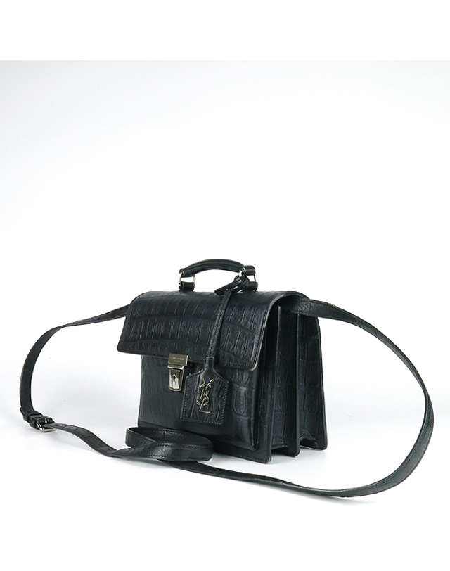 생 로랑 [중고명품] [중고]고이비토 생로랑 YSL(입생로랑) 392264 블랙 레더 은장 버클 하이스쿨 토트백 + 숄더스트랩 K1772YSL 착용컷