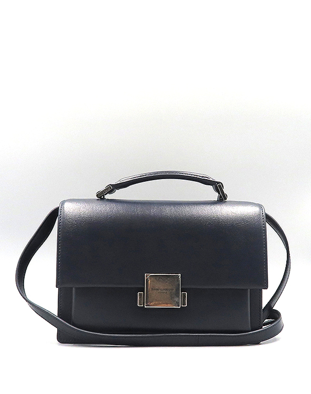 생 로랑 [중고명품] [중고]고이비토 생로랑 YSL(입생로랑) 482051 네이비 레더 M 사이즈 빈티지 은장 로고 장식 사첼 탑 핸들백 2WAY K3155YSL 착용컷