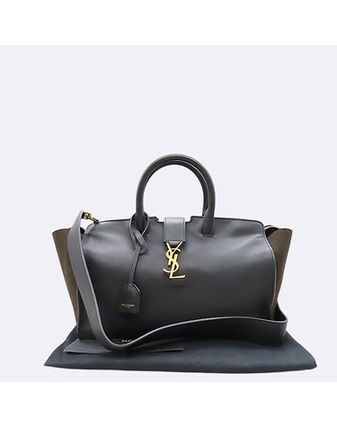 [중고]고이비토 생로랑 YSL(입생로랑)  436832 금장 로고장식 블랙 레더 모노그램 카바스 스몰 토트백 + 숄더스트랩 2WAY K1410YSL