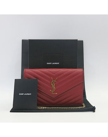 [중고]고이비토 생로랑 YSL(입생로랑) 377828 레드 컬러 마틀라쎄 금장 모노그램 미디엄 클러치 겸 크로스백 K2671YSL