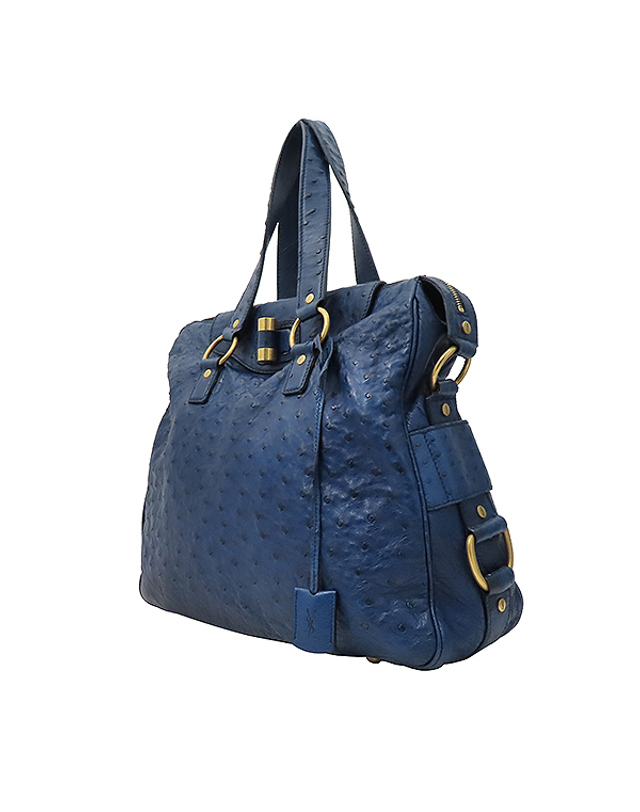 생 로랑 [중고명품] [중고]고이비토 생로랑 YSL(입생로랑) 168238 Rive Gauche(리브고쉬) 블루 오스트리치 타조 가죽 토트백 + 숄더스트랩 K1627YSL 착용컷