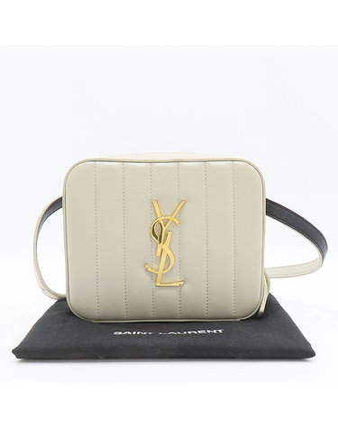[중고]고이비토 생로랑 557574 그레이 레더 모노그램 금장 로고 비키 힙색 벨트백 K4921YSL