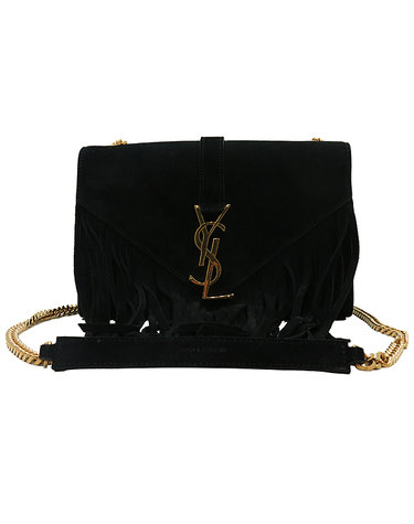 [중고]고이비토 생로랑 YSL(입생로랑) 381668 블랙 스웨이드 레더 프린지 금장 모노그램 YSL 장식 체인 숄더 겸 크로스백 K1238YSL