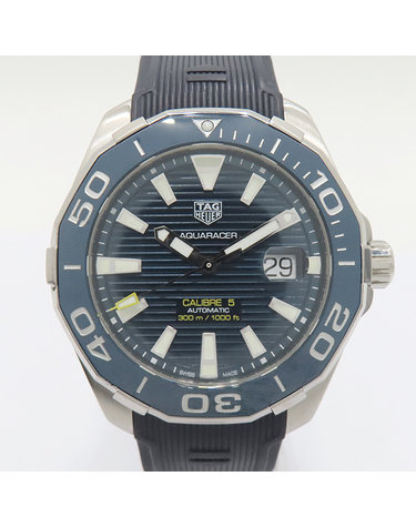 [중고]고이비토 태그호이어 WAY201B.FT6150 블루 다이얼 AQUARACER (아쿠아레이서) 43MM 러버밴드 오토매틱 남성용 시계 K1936THI