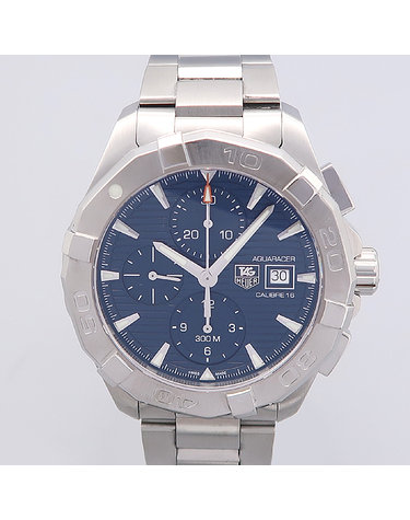 [중고]고이비토 태그호이어 CAY2112 AQUARACER 아쿠아레이서 크로노그래프 칼리버 16 블루다이얼 43MM 오토매틱 스틸 남성용 시계 K1883THI