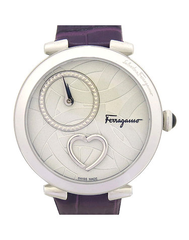 [중고]고이비토 페라가모 FE213 CUORE FERRAGAMO 쿠오레 페라가모 레이디스 쿼츠 실버 하트 다이얼 디테일 가죽밴드 여성용시계 K5085FE