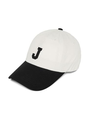 HW-BC224 : J Initial Two Tone CapㅣCream Black