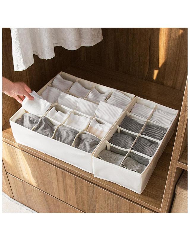 시나몬샵 면원단 속옷 양말 정리 수납 보관함 서랍칸막이 소 착용컷