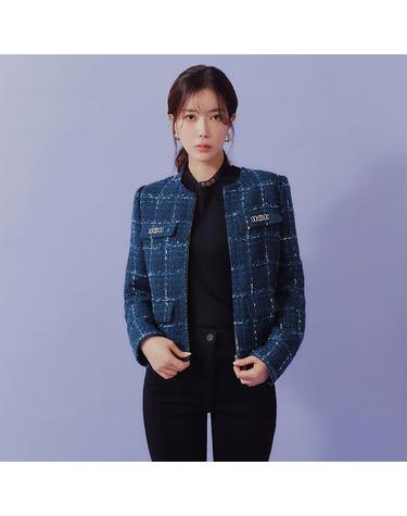 블루 노카라 트위드 자켓 (BLJAX2121)