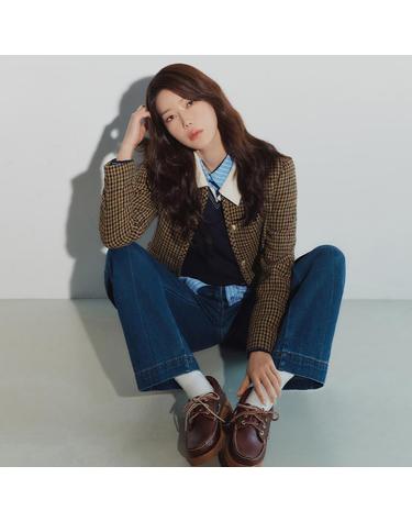 배색 칼라 브이넥 풀오버 (BLUCX2917)