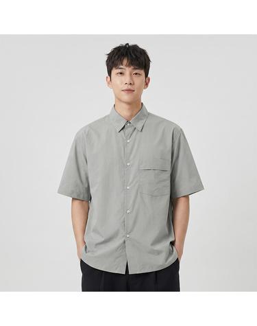 면 오버핏 셔츠 라이트카키 (PIBAD5102)