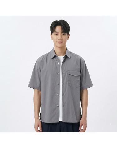 면 오버핏 셔츠 라이트그레이 (PIBAD5105)