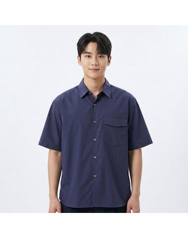 면 오버핏 셔츠 다크네이비 (PIBAD5107)