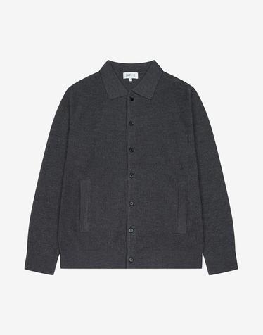 세로 변형 조직 카라 가디건 멜란지그레이 (PJUCH8004)