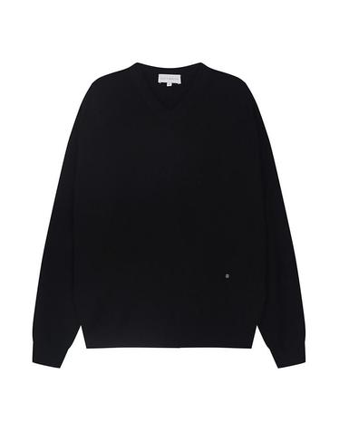 [STEIN GARTEN] 울 블렌디드 솔리드 브이넥 풀오버 블랙 (PJUCI8912)
