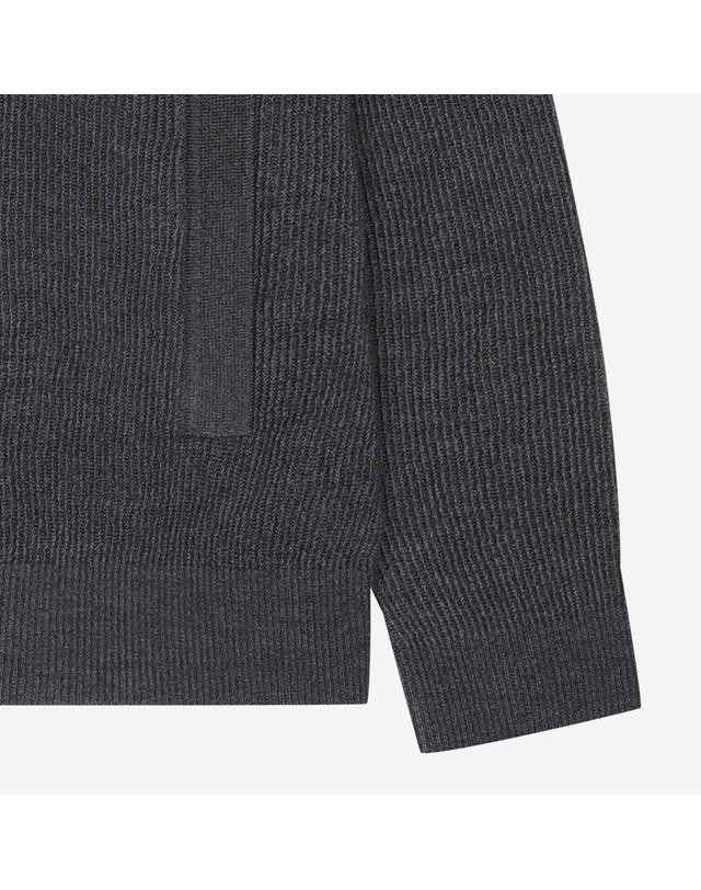 지이크 세로 변형 조직 카라 가디건 멜란지그레이 (PJUCH8004) 착용컷