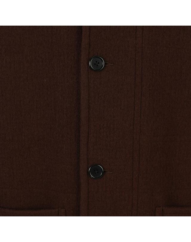 지이크 [STEIN GARTEN] W100 부클 버튼 하이넥 코트 다크브라운 (PJHAX7905) 착용컷