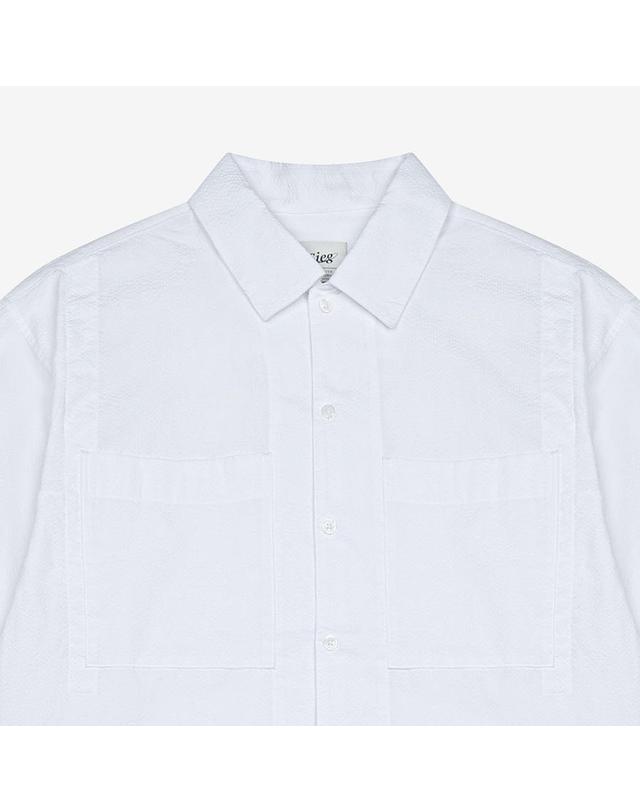 지이크 면 블렌디드 릴렉스핏 셔츠 화이트 (PIBAD5021) 착용컷