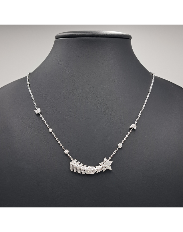 샤넬 [중고명품] [구구스]중고명품 샤넬 0.42ct 다이아 코메트 쉐브론 목걸이 (NO 3157204) 멀티컬러 착용컷