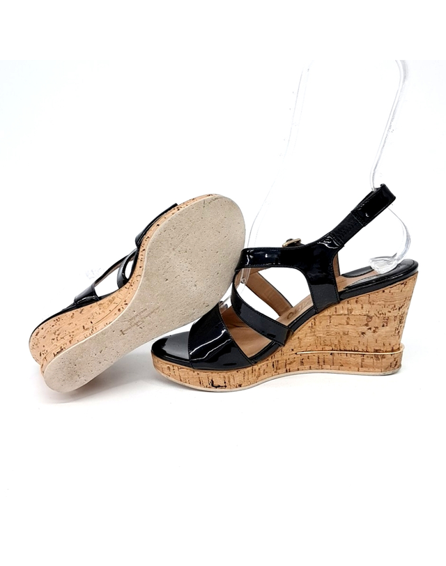 살바토레 페라가모 [중고명품] [구구스]중고명품 페레가모 페이던트 웨지 샌들 230 (NO 10534186) 멀티컬러 착용컷