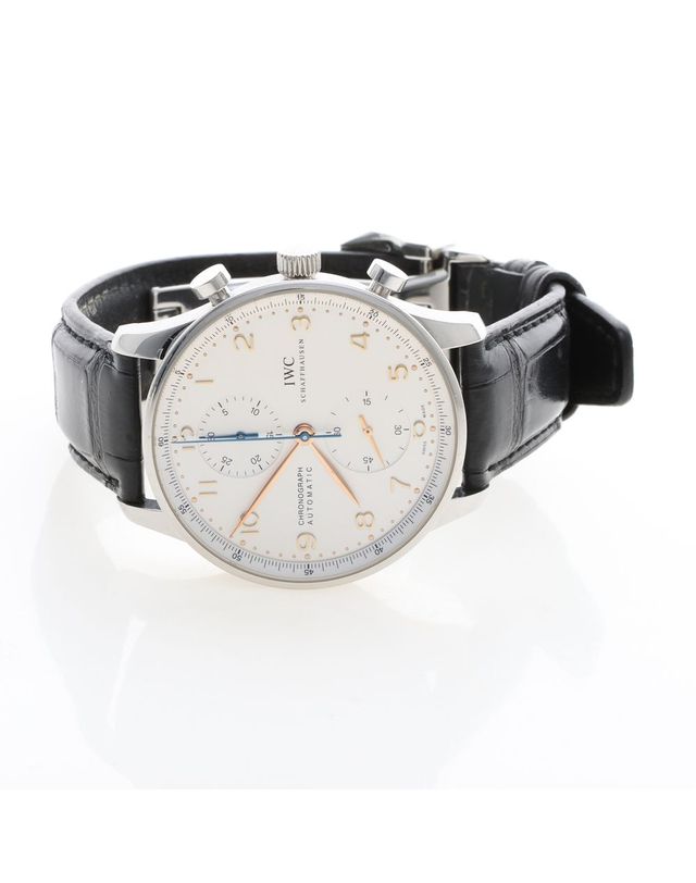 아이더블유씨 [중고명품] [구구스]중고명품 IWC 포르투기저 크로노 스틸 시계 (IW371445) (NO 10583510) 멀티컬러 착용컷