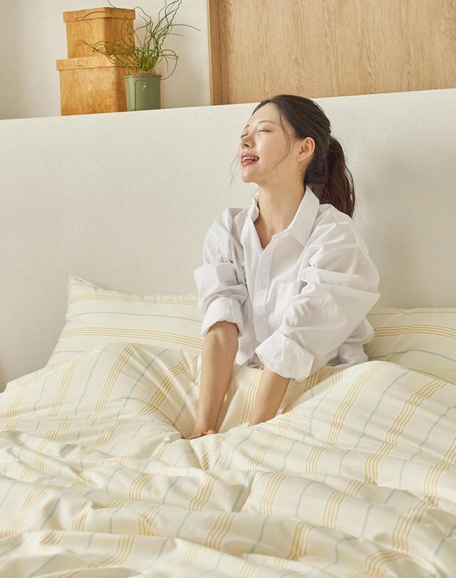 아망떼 뉴데이즈 스트라이프 먼지없는 무소음 차렵이불 SS/Q/K 6color 착용컷