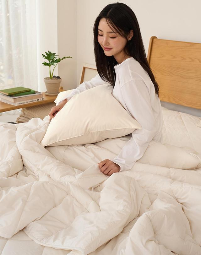 아망떼 뉴질랜드 양모 100% 60수 고밀도 순면 차렵이불 SS/Q 착용컷
