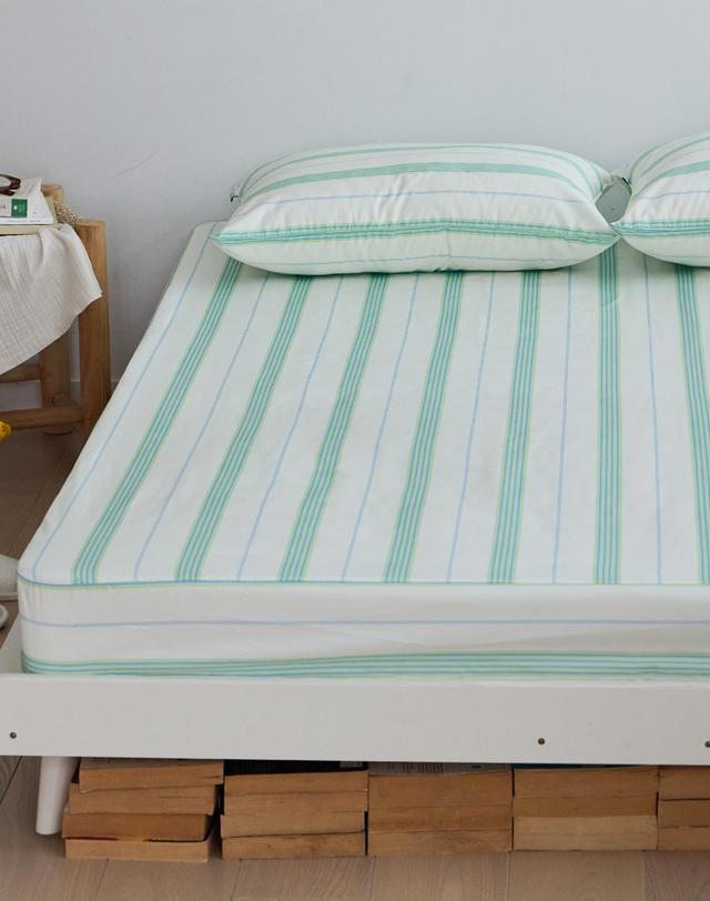 아망떼 아망떼 드림웰 스트라이프 알러지케어 홑겹매트리스커버 S/SS/Q/스몰K/K/LK 6colors 착용컷