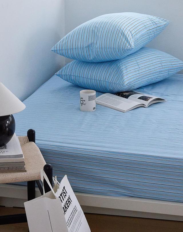 아망떼 아망떼 드림웰 스트라이프 알러지케어 홑겹매트리스커버 S/SS/Q/스몰K/K/LK 6colors 착용컷