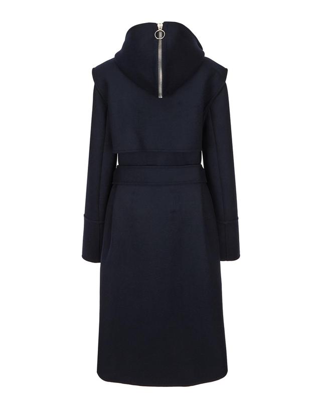 라움 여성 [CEDRIC CHARLIER] 네이비 스트랩 울캐시미어혼방 후드코트 진한 네이비 착용컷