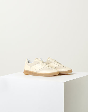 [MM6 MAISON MARGIELA 메종마르지엘라] 베이지 소재배색 양가죽 스니커즈