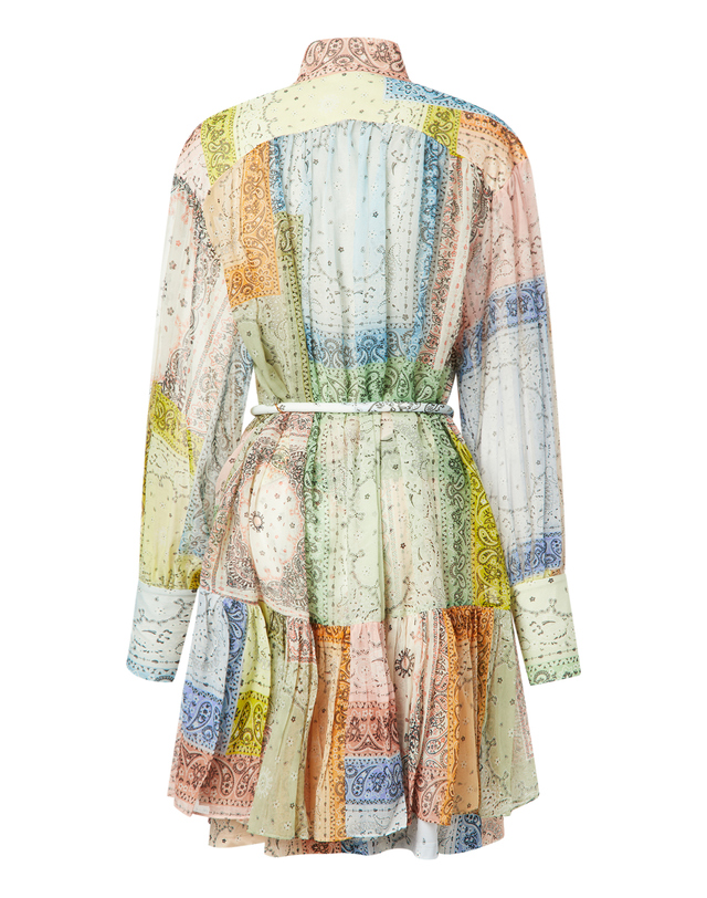라움 여성 [ZIMMERMANN] 핑크 스트랩 실크혼방 긴팔원피스 MULTI COLOR 착용컷