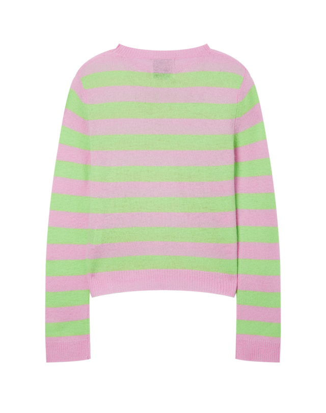 라움 여성 [JUMPER 1234] 핑크 스트라이프 캐시미어 니트 MULTI COLOR 착용컷