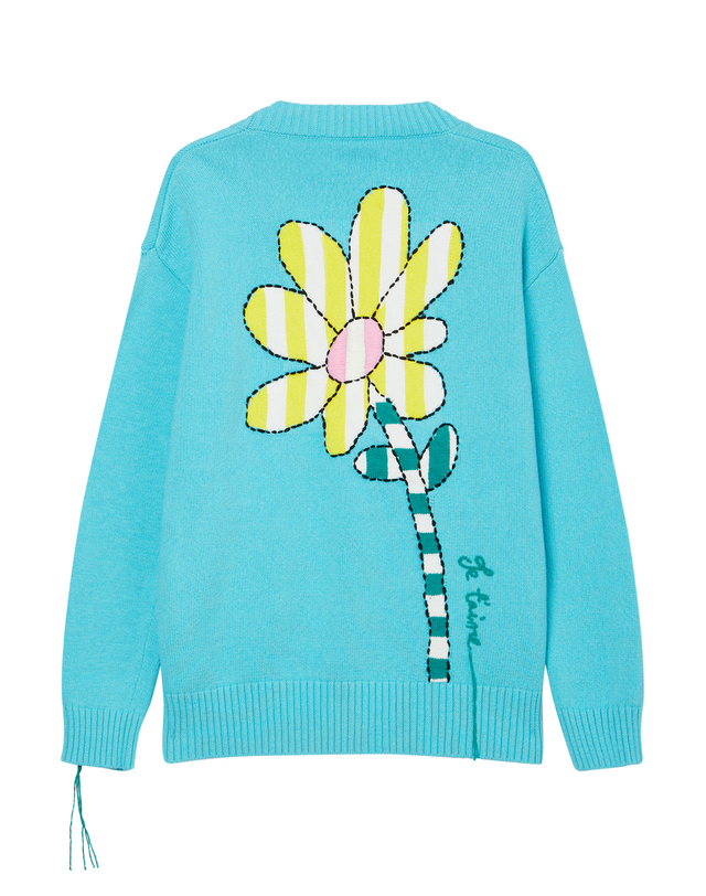 라움 여성 [클리어런스][MIRA MIKATI] 블루 자수장식 면 가디건 밝은 블루 착용컷