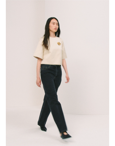 [BY MALENE BIRGER] 그레이 단색 면혼방 반팔블라우스