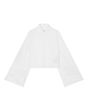 [시즌오프][MM6 MAISON MARGIELA] 화이트 단색 면 긴팔블라우스
